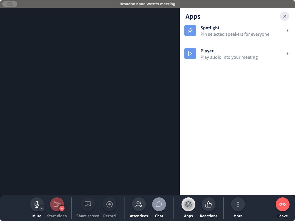 The Spotlight and Player apps in a Phound meeting