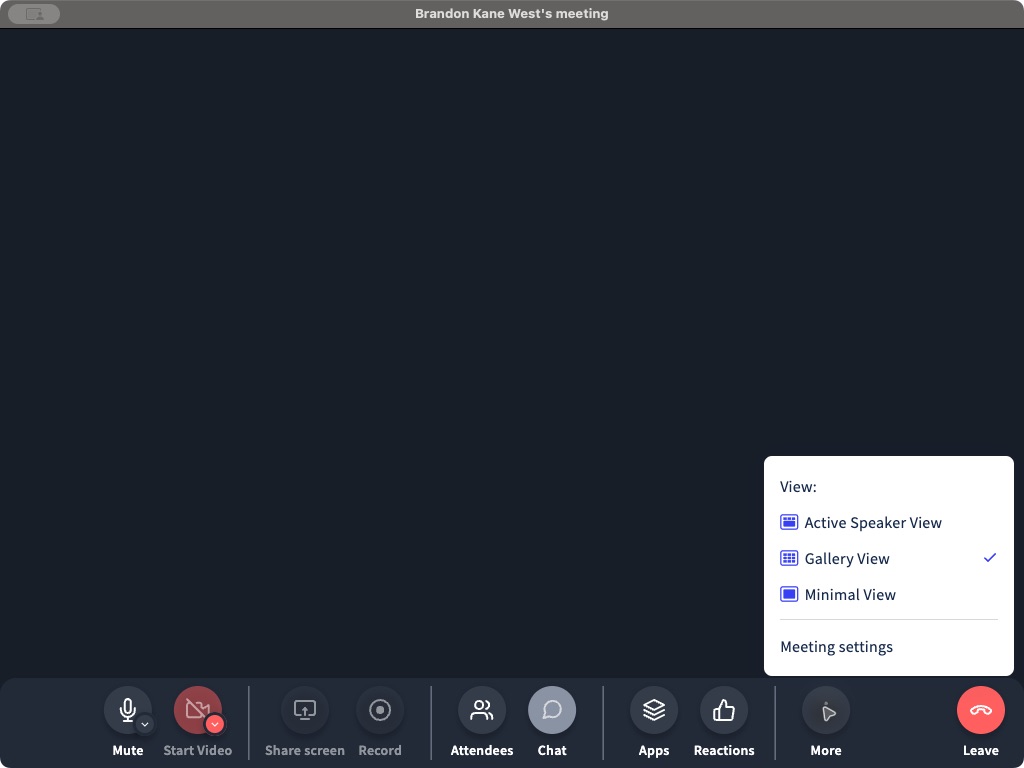 Active Speaker, Gallery, and Minimal meeting views in Phound