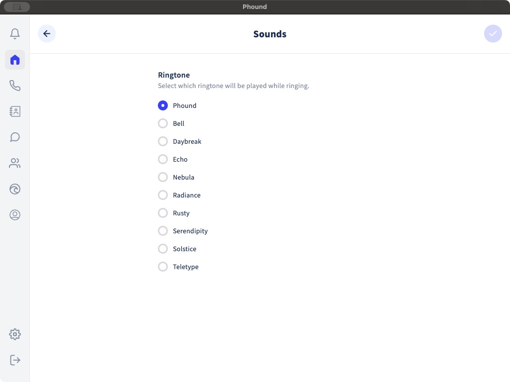 Ringtone choices for a Phound persona